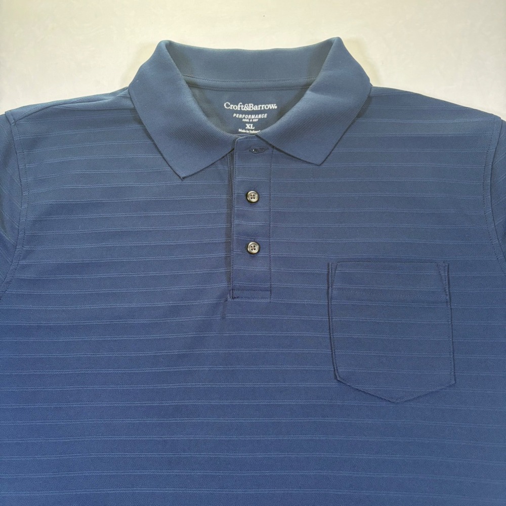 Croft & Barrow Performance Polo Shirt Mens XL Blue Short Sleeve Pocket Golf 0139 - Picture 2 of 8